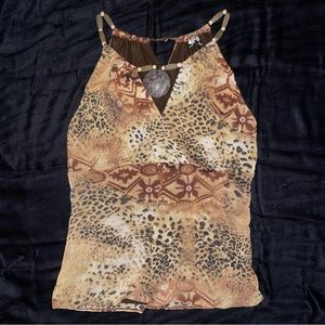 Y2k beaded neckline top